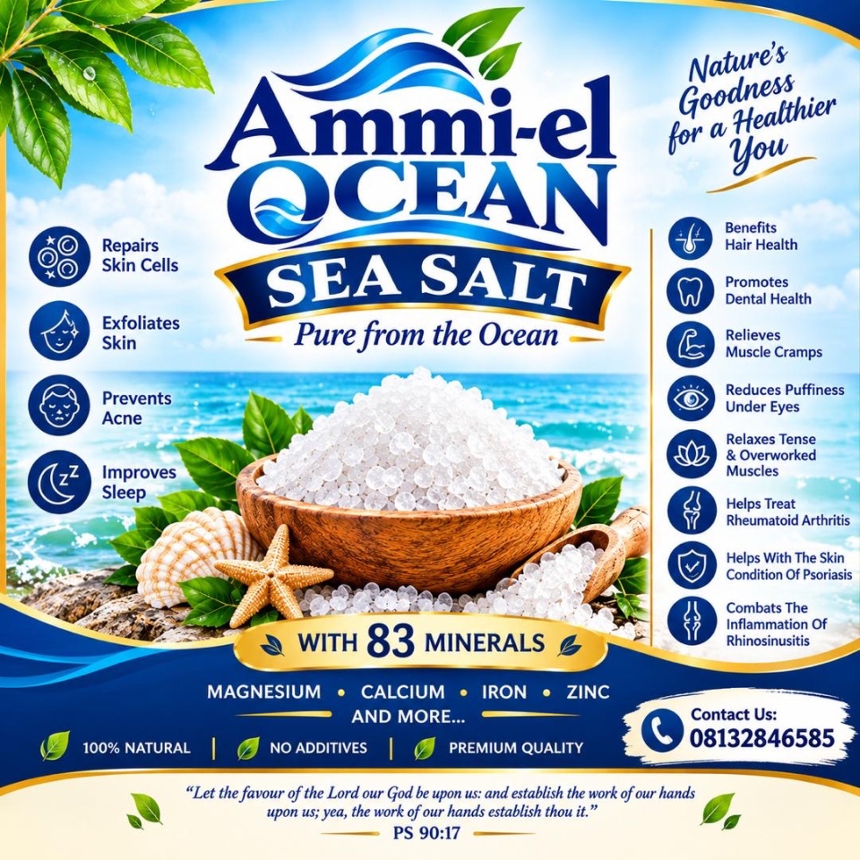 Ammi-el Ocean Sea Salt – 100% Natural, Mineral-Rich Premium Sea Salt - 1